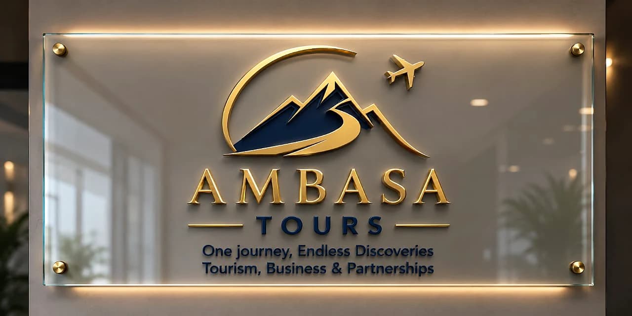 Ambasa Tours illuminated office sign