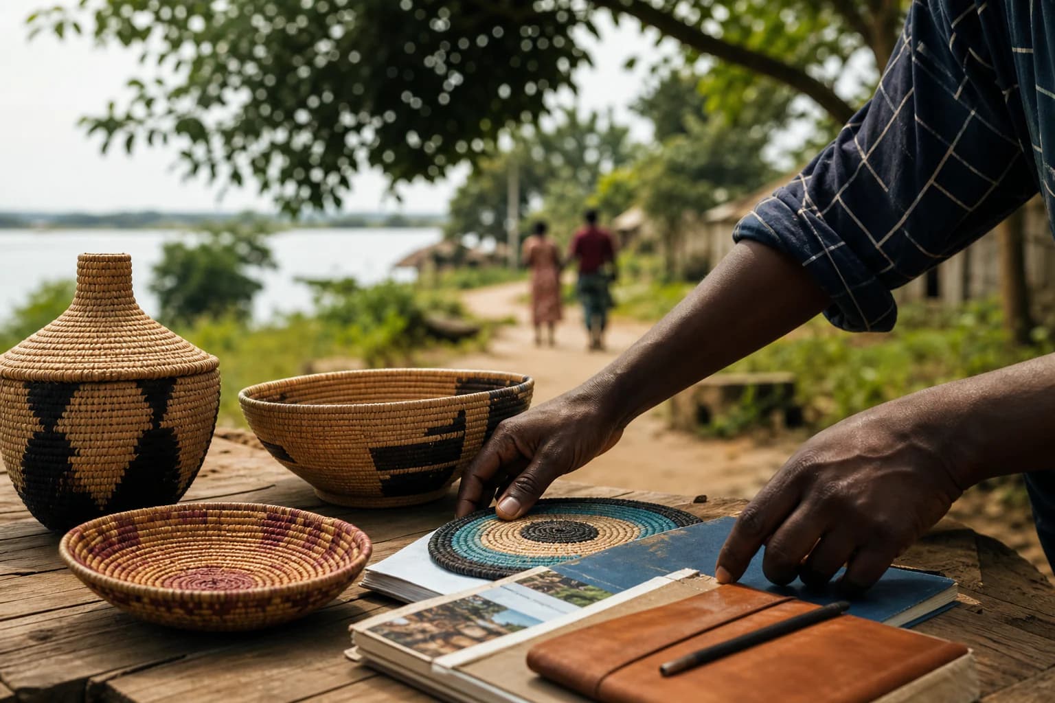 Culture and community routes: Ugandan cultural route with woven crafts and local community setting